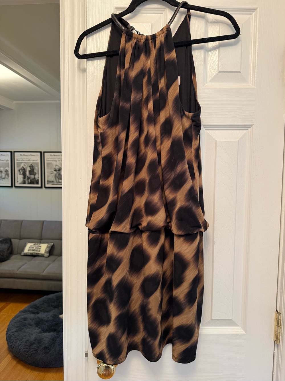 Jessica Simpson Brown and Black Animal Print Halter Mini Dress